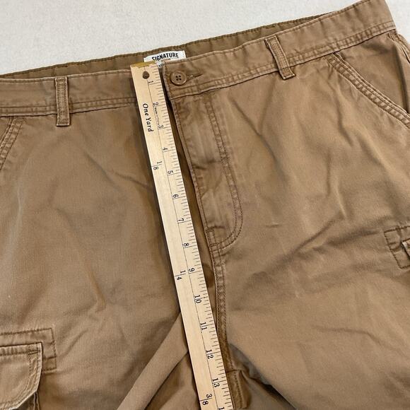 Levi Strauss Signature Shorts Mens 40 Tan Khaki Cargo Pockets Flat‎ Front - Picture 9 of 14